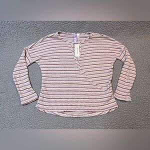 Alya Long Sleeve Keyhole Blouse Womens Size Small New With Tags Striped Shirt